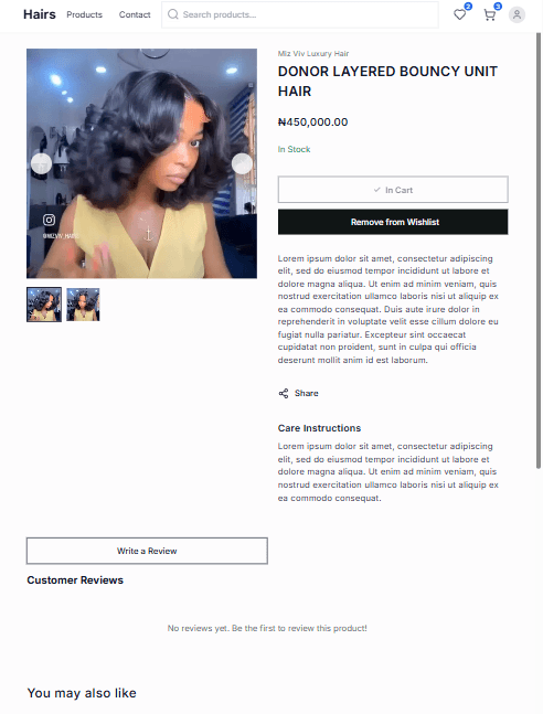 Single product page image